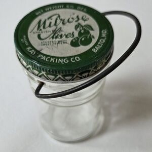 Vintage Glass Jar with Lid and Wire Handle, Milrose Spanish Olives